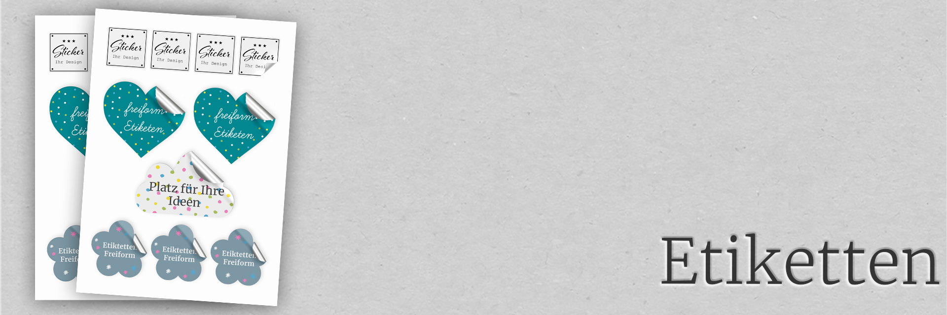 Etiketten Freiform auf Bogen